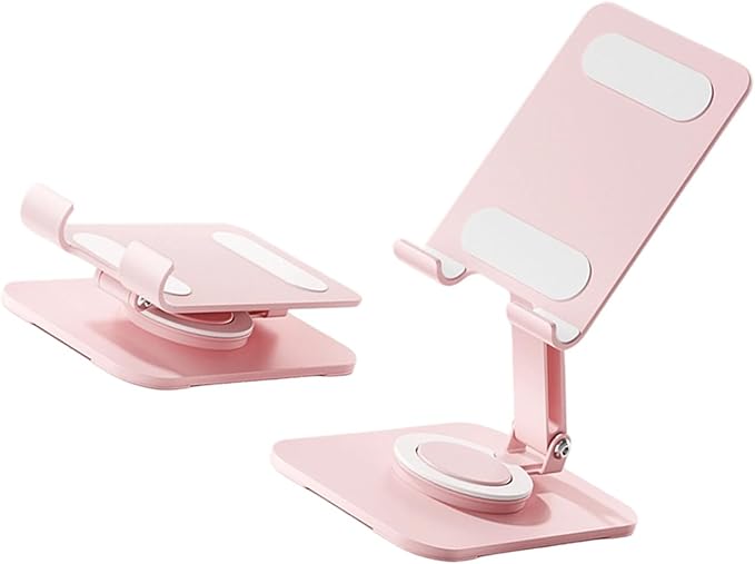 Carbon Steel Desktop Phone Stand Foldable Adjustable with Rotating Base for Video Calls Phone Tablet Portable Foldable Adjustable Desktop Rotating Desk Video Calling Online Learning Movie Hands