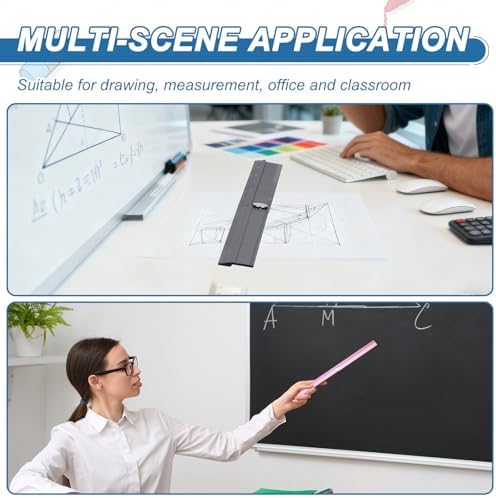 HARFINGTON Folding Straight Ruler 12" SAE Aluminum Alloy Protractor Foldable Angle Ruler Geometric Measuring Tool with Angle Line for Architects Artists Designers Classroom Office, Gray