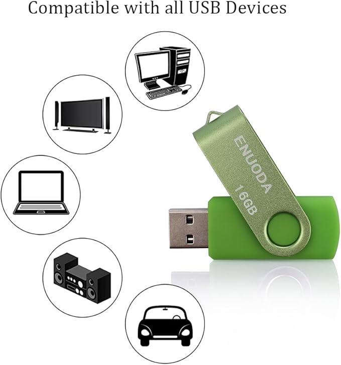 16GB Flash Drive 5 Pack ENUODA Thumb Drives 16GB Swivel Design USB 2.0 Memory Stick Jump Drive Pen Drive for Storage and Backup (5 Colors)
