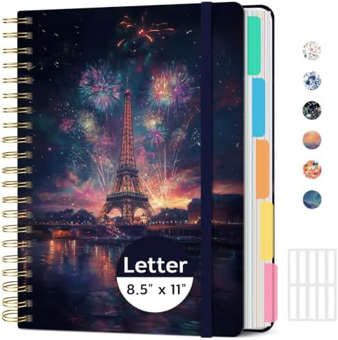 Taja Spiral Notebooks for Work 5 Subject Notebook with Removable Dividers