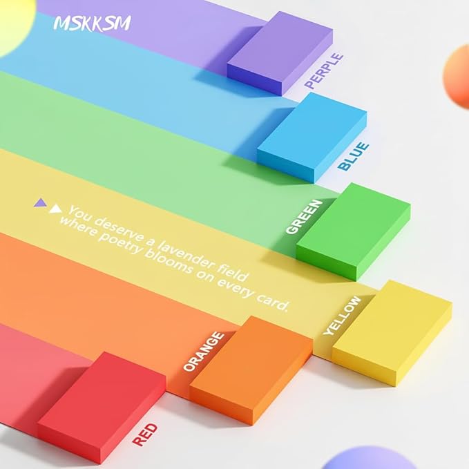 300 Count Colored Index Cards 3x5 Inch - Neon Blank Flash Cards for Studing, Colored Note Cards 3x5 Cards 3 by 5 Index Cards Blank Colorful Note Cards 3 x 5 Neon Flashcards, 6 Colors Notecards