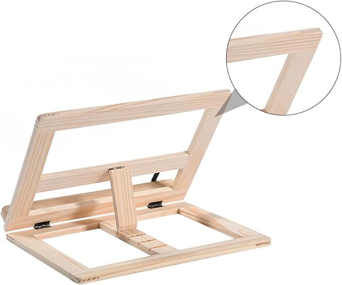 Wooden Reading Holder Book Stand with Iron Clamp Desktop Book Rest Rack Hands-Free Reading Platform for Students and Adults