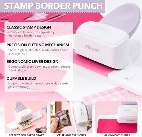 CYFUN DESIGN Stamp Punch - Adjustable Postage Stamps Board Punch, Film Strips Making Punches, Stamp Cutter Hole Puncher, Stamps Shaped Decorative Edge Paper Punches for Scrapbooking Paper Crafts
