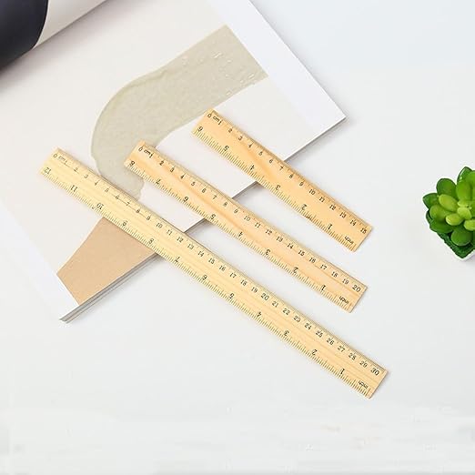 12PCS Wooden Ruler 3 Sizes Metric Ruler Set 12 inch 8 inch and 6 inch Wooden Ruler Kit Metric Measuring Tools for Office,Students,Classroom,Home