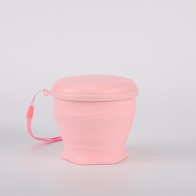 Qiao&Kai Collapsible Silicone Cup 6oz(180ml) with Gift Box – Portable, Leak-Proof Travel Tumbler for Hiking, Camping, Gym & Daily Use – BPA-Free, Eco-Friendly (Pink)