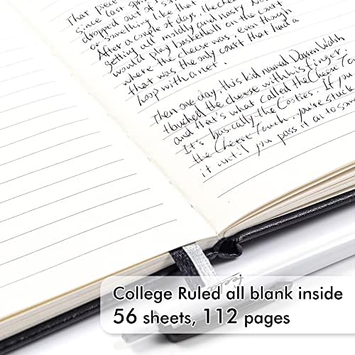 feela 3 Pack Pocket Notebook Journals with 3 Black Pens, A6 Mini Cute Small Journal Notebook Bulk Hardcover College Ruled Notepad with Pen Holder for Office School Supplies, 3.5”x 5.5”, Black