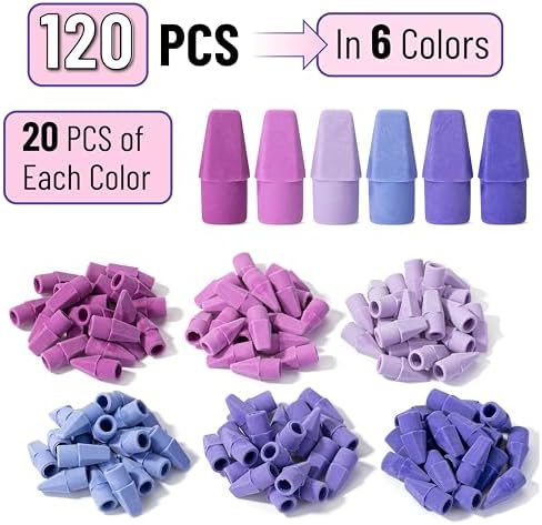 Mr. Pen- Pencil Top Erasers, 240 Pack, 6 Different Purple Shade Colors
