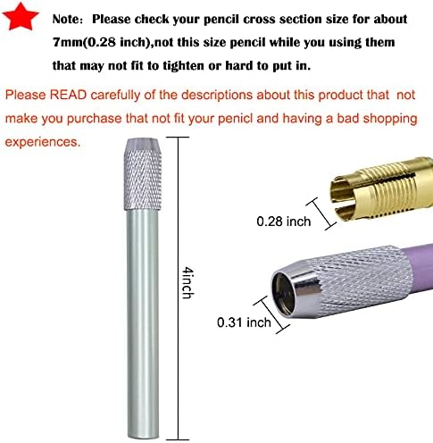 Aluminum Assorted Colors Pencil Lengthener – Pencil Extender Holder for Colored Pencils in Regular Size (3 Pcs)