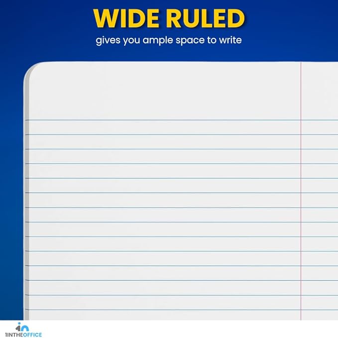 1InTheOffice Composition Notebook Wide Ruled, 1 Subject Notebook, Marble, 7.5" x 9.75", 100 Sheets, Black, 4 Pack