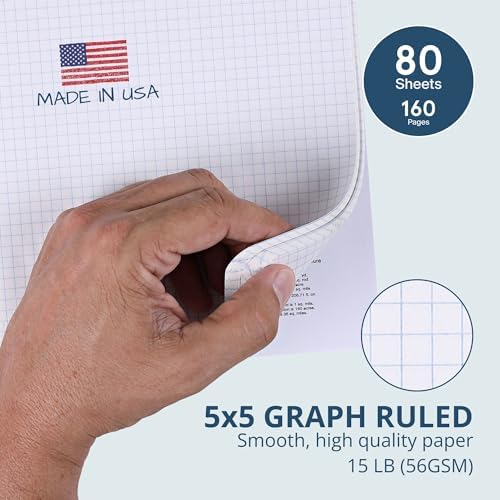 ROARING SPRING Hard Cover Composition Book, Graph Rule, 160 Pages, 6 Pack