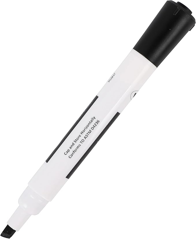 Amazon Basics Lowe-Odor Dry Erase Whiteboard Markers, Chisel Tip, Quick-Dry, Black, 12-Pack