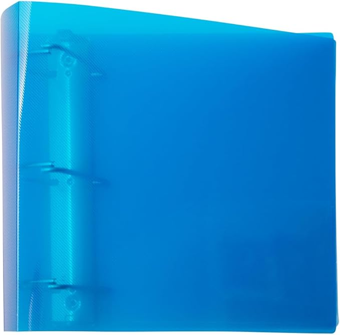 JAM PAPER Plastic 4 inch Binder - Blue 3 Ring Binder - Sold Individually