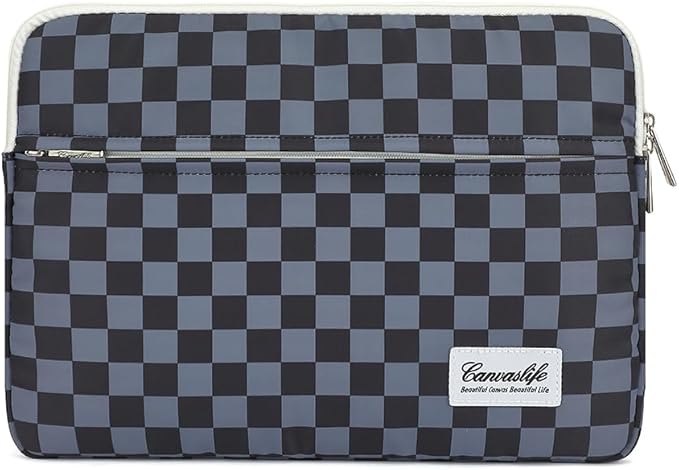 Canvaslife Black Checker Pattern Laptop Sleeve 15 Inch 15 Case and 15.6 Laptop Bag
