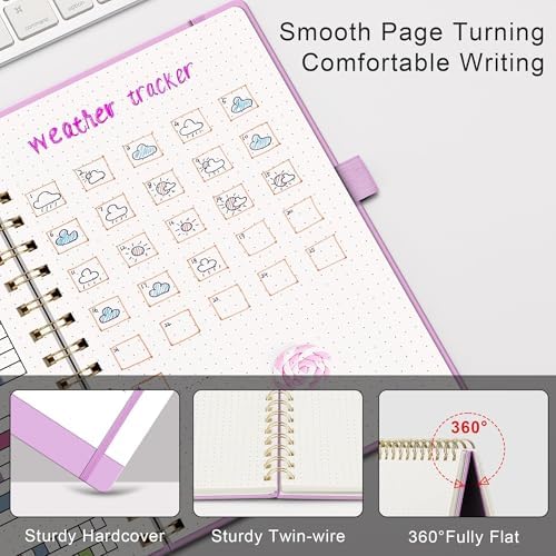 RETTACY Dotted Journal Notebook, 140 Pages, A5 Medium Size (5.7'' x 8.3'')