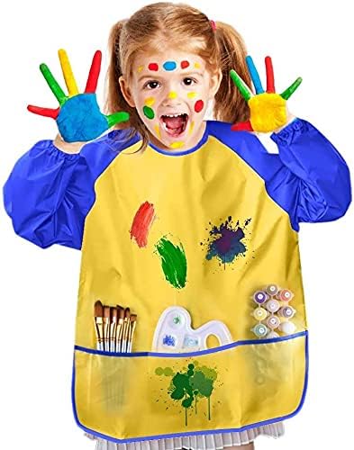 Kids Painting Set, Washable Paint for Kids 10 Colors, 7 Paintbrushes, Paint Palette, Painting Smock, Non Toxic Tempera Paints 2 oz Each,Paints for Toddlers Gifting bundle Art, Crafts