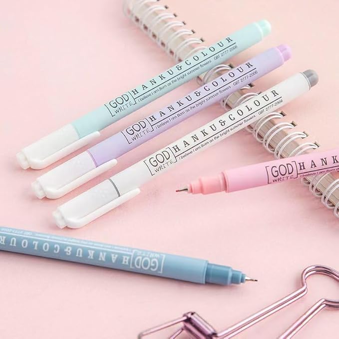 HANKU Bible Pens No Bleed Through, 8 Colors 0.38mm Fine Point Pen Set, Colored Fine Tip Pens for Journaling, Scrapbook, Planner, Coloring, Bible Study Back to School Office Supplies