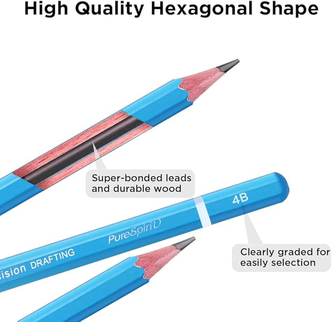 Sketch Pencils for Drawing 4B, 12pcs Professional Art Drawing Pencils for Shading, Sketching & Doodling | Graphite Pencil for Artists & Beginners