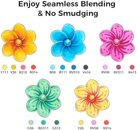 Ohuhu Alcohol Markers Brush& Chisel 24 Colors for Adult Coloring Refillable
