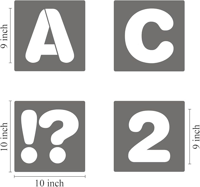 9 Inch Alphabet Letter Stencils - 40 Pack Letter Number Stencil Templates with Signs for Painting on Wood, Reusable Calligraphy Letters Stencils for Chalkboard Fabric Wood Signs