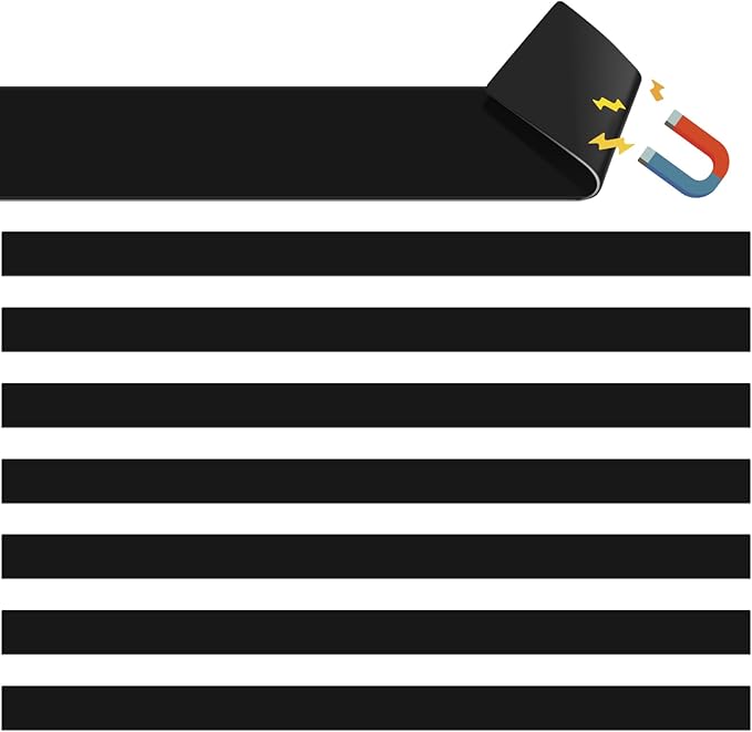 Colarr 24 Pcs Mini Magnetic Strips, 12" x 0.75" Black Magnetic Borders for Classroom Whiteboard Magnet Border Strips Bulletin Board Borders for Office School Chalkboard Trim Decor