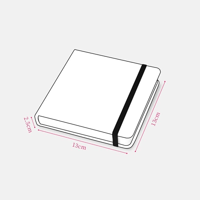 Square 5.1x 5.1"165gsm Colored pencil paint Journal Hardbound 128pgs (64 Sheets Front Back Cold Pressed) Travel for Calligrapher Colored Pencil Sketch Doodles Handmade Cloth Cover Notebook. Silver Blue