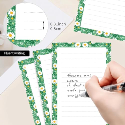 2 Pack Lined Sticky Notes 4x6 in, Cute Self-Stick Notepads with Lines, Large Memo Pads Strong Adhesive for Office, Home Green Cute Daisy