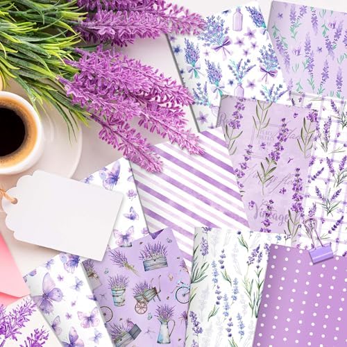 24 Pieces Purple Lavender Themed Mini Pocket Notebook Journals 12 Distinct Flower Butterfly Floral Stripes Designs Memo Notepads for Home Office Stationery Supplies Lavender Themed Party Favors
