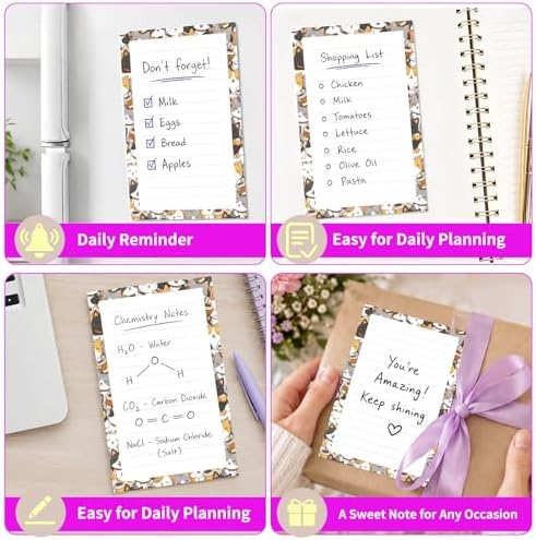 Lined Sticky Notes 4x6 in, 2 Pack Large Cute Notepads with Lines Self-Stick Note Pad, Funny Memo Pads Strong Adhesive for Office, Home Cute Cat Coffee