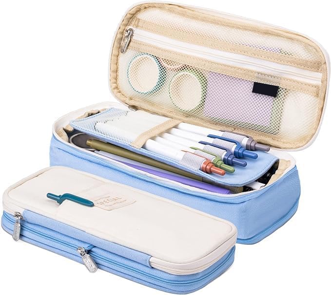 Arnuixty Large Storage Pencil Case Pen Bag with Zipper Big Capacity Pouch Organizer for Office Travel Holder Box