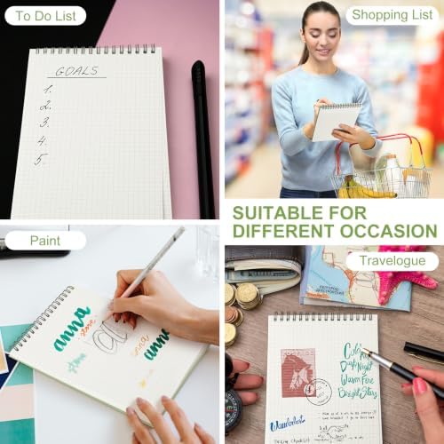 Engrowtic 2 Pack Graph Paper Spiral Notebook A5,Eucalyptus Green