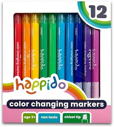 Happido Double-Sided Color Changing Markers for Kids, Set of 12
