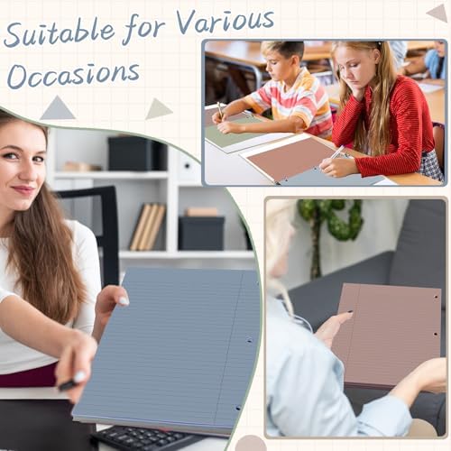 gisgfim 200 Sheets Loose Leaf Binder Paper, 8" x 10.5" Colored College Ruled Paper, 3 Hole Punched Lined Refill Inserts Thicken for 3-Ring Binders Notebooks Planner Writing School Office (Boho)