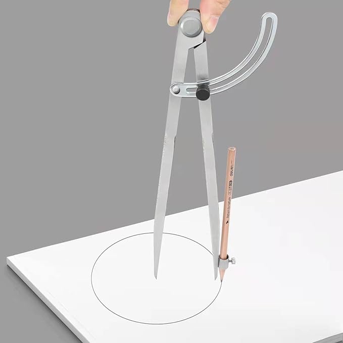 Compass for Woodworking, 8 inch Precision Woodworking Compass with Wing Divider and Pencil Holder, Large Compass for Geometry, Woodworking Compass, Drafting, Drawing Compass