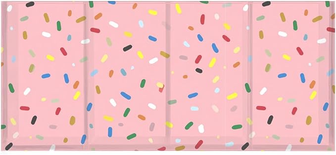 Aslsiy Colorful Confetti Sprinkle Pink Pen Holder for Women 4 Compartments Acrylic Pencil Holder Clear Makeup Brush Holder Desk Organizer Office Supplies