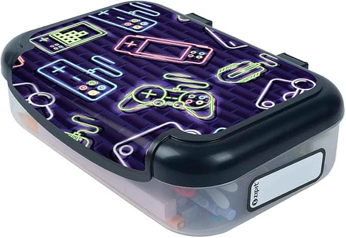ZIPIT Recycled Plastic Pencil Box for Boys, Large Capacity Pencil Case for School, Durable Stationery Organizer Box, Gaming