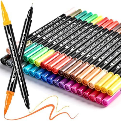 Coloring Markers, Dual Fine Tip And Brush Tip Markers Pens for Adult Coloring Book, 36 Colors Dual Marker Water-Based, Art Drawing Supplies Marker s Kit for Calligraphy, Illustrations, DIY Crafts
