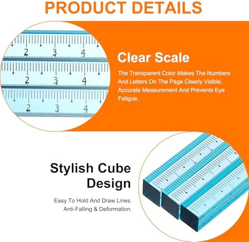 HARFINGTON Acrylic Clear Straight Rulers 20cm Metric,Colorful | Transparent Gradient Three-Dimensional Plastic Ruler Square Cube Measuring Tool for Classroom