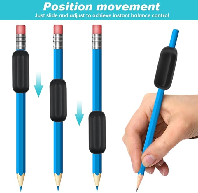 Weighted Pencil Grips, 5Pcs Silicone Pencil Grips with 2Pcs Pencils Holders for Kids, Elderly & Special Needs, Improves Penmanship for Autism,ADHD,Tremors & Fine Motor Skills
