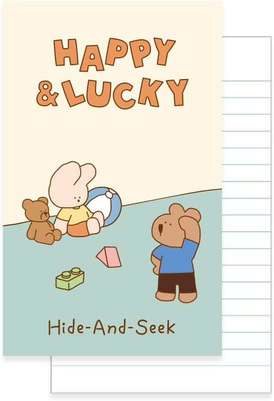 Monolike Happy and Lucky Littles Paperback Line Notebook - 01. Hide-and-seek_Design note, Mini note, Simple note, Notebook, 192 Pages, 4.13x6.69