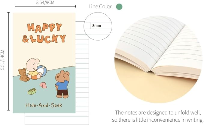 Monolike Happy and Lucky Littles Paperback Line Notebook - 01. Hide-and-seek_Design note, Mini note, Simple note, Notebook, 192 Pages, 4.13x6.69