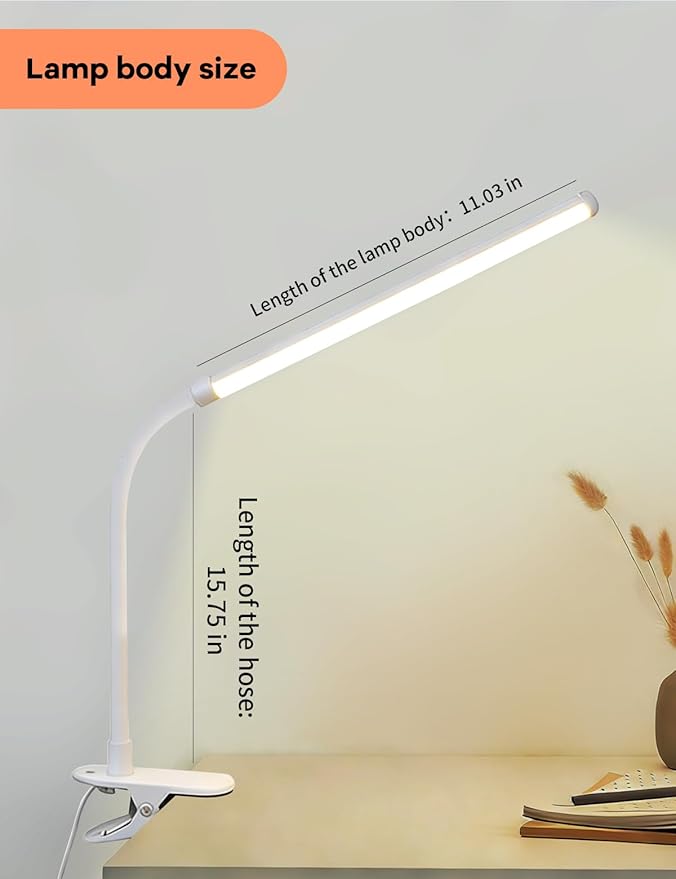 2 Pack LED Desk Lamp with Clamp, Desk Lamps for Home Office Three Colors Dimming, Computer Desk Monitor Light Bar Curved, Clip on Reading Accessories Lighting, Work from Home Essentials