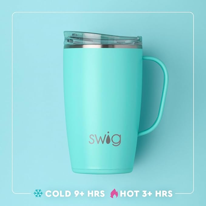 Swig Life 18oz Travel Mug, Insulated Tumbler with Handle and Lid, Travel Coffee Mug, Cup Holder Friendly, Stainless Steel 18 oz Tumbler, Reusable Insulated with Lid (Lemon Meringue)
