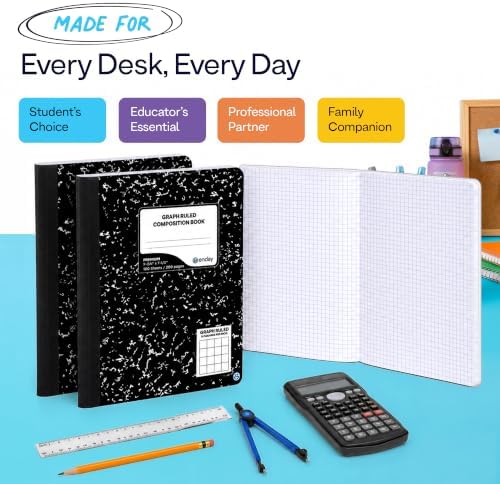 Enday Graph Paper Composition Notebook (6 Pack) 100 Sheets.