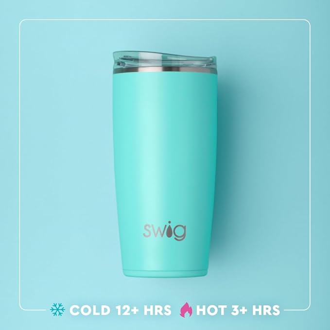 Swig Life 22oz Insulated Tumbler, Travel Coffee Tumbler with Lid, Cup Holder Friendly Travel Coffee Mug, Stainless Steel, 22 oz Tumblers, Reusable Insulated Mug with Lid (Golf Ball)