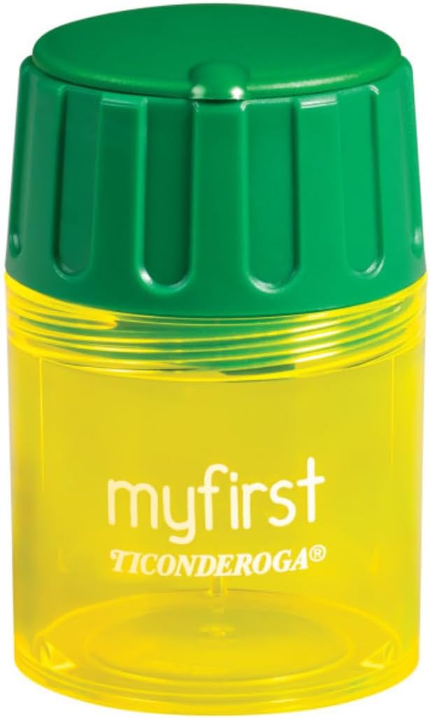 Ticonderoga My First Pencil Sharpener, 1 Hole, Large Barrel, Yellow/Green, Pack of 72