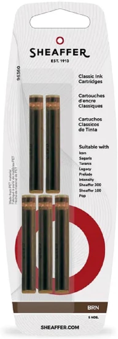 Sheaffer Skrip Fountain Pen Classic Ink Cartridge - Brown (five per card)