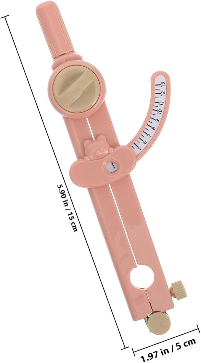 Multifunctional Drawing Compass for Students, Pink Small Plastic Drafting Tool with Locking Scale, Geometry and Math Learning Drafting Compass Kit for School and Education
