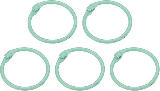 PATIKIL Loose Leaf Binder Rings 1 Inch, 5 Pack Metal Flash Card Book Binding Rings for Key Chain Index Card Scrapbooks, Mint Green