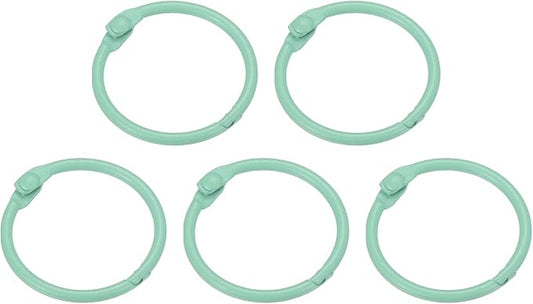 PATIKIL Loose Leaf Binder Rings 1 Inch, 5 Pack Metal Flash Card Book Binding Rings for Key Chain Index Card Scrapbooks, Mint Green