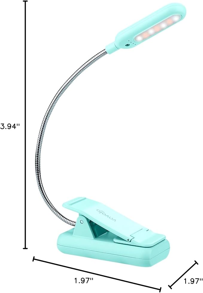 VAVOFO Rechargeable Book Light, Blue Light Blocking, Amber 1600K Clip On Reading Light, Eye Care 7 LEDs Kids Book Light for Reading in Bed with Power Indicator for Bookworms (Green)